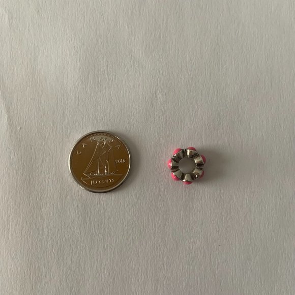 Pink Enamel and 925 Sterling Silver Bubble Charm Bracelet Bead Persona Pandora - Picture 2 of 2